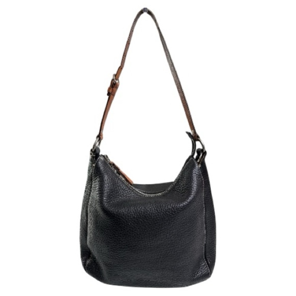 COACH VTG F10891 BLACK PEBBLE LEATHER CHELSEA SHOULDER BAG PURSE BROWN STRAP - Picture 2 of 12
